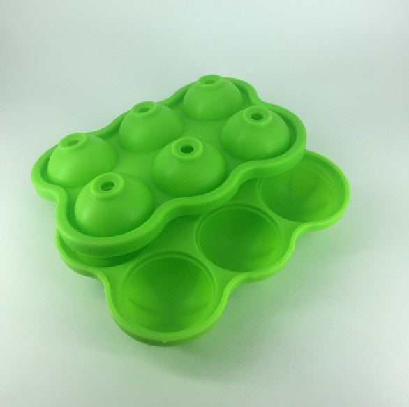 Yesbay Ice Ball Mold Sphere Shape Quick Release Silica Gel Football Pattern Ice Cube Tray for Home, Green